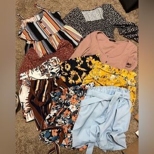 SHEIN Clothing Lot 6 Shorts 4 Tops XS